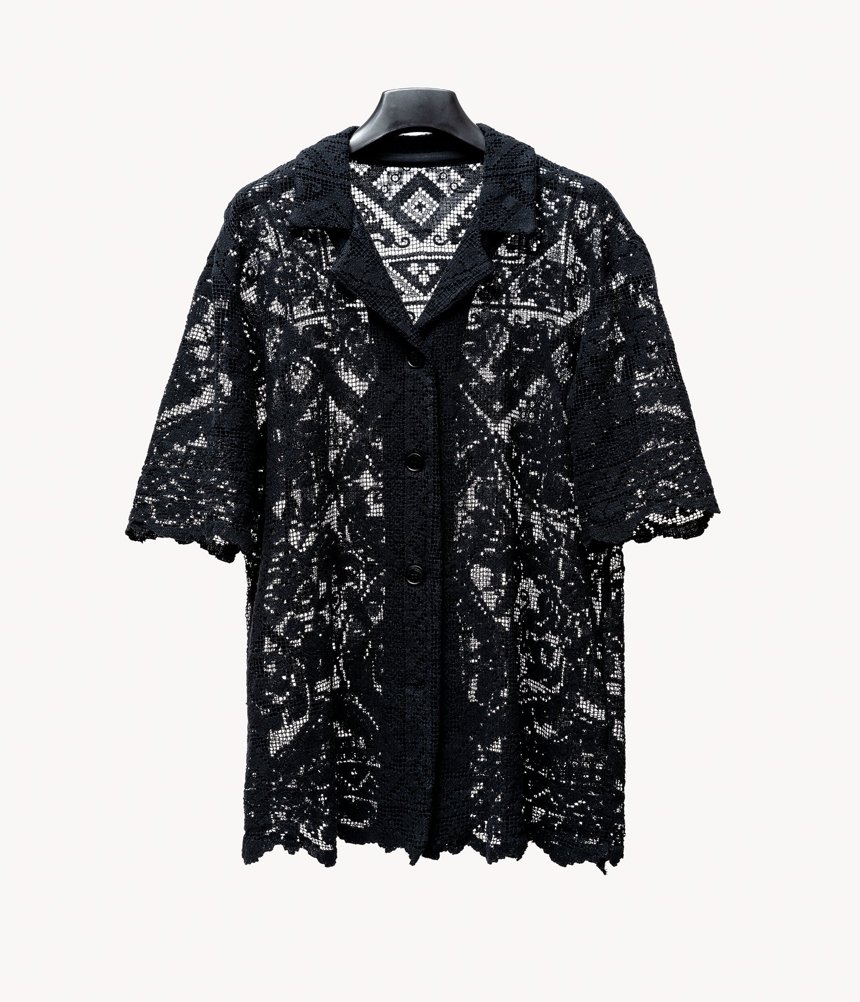 Lace Bowling Shirt Black